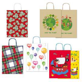 Shopper carta kraft c/manici carta ritorta 36x41x12cm fantasie ass. Rex Sadoch