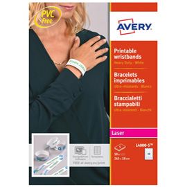 Braccialetti identificativi Bianco 5fg A4 265x18mm (10et/fg laser Avery