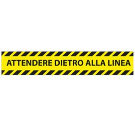 Conf. 5 adesivi da terra L45xH8cm ''ATTENDERE DIETRO LA LINEA''