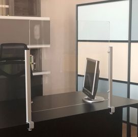 Schermo protettivo da scrivania Slim H65xL107cm con morsetto alluminio silver
