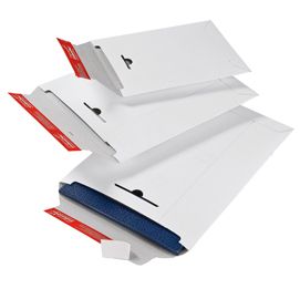 Busta a sacco in cartone bianco 260x345x30mm con chiusura autoadesiva