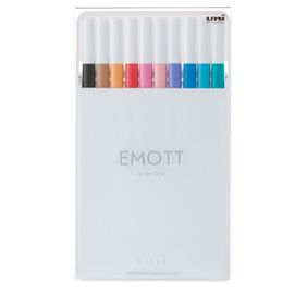 Ast. 10 fineliner EMOTT tratto 0.4mm colori ass. Soft Pastel Uni Mitsubishi