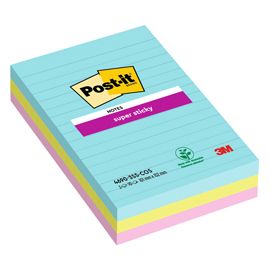 Cf. 3pz blocco 90fg. Post-it® Super Sticky RIGHE 101x152mm 4690-SS3COS Cosmic
