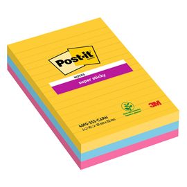 Cf.3pz blocco 90fg. Post-it®Super Sticky RIGHE 101x152mm 4690-3SS-CARN Carnival