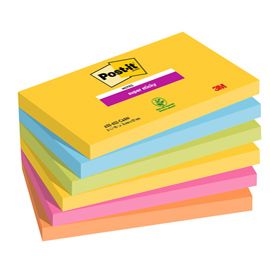 Cf. 6pz blocco 90fg. Post-it® Super Sticky 76x127mm 655-6SS- CARN Carnival
