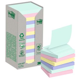 Cf. 16pz blocco 100 fg. Post-it®Z-Notes Green 76x76mm R330-1RPT colori pastello