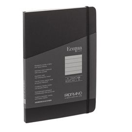 Taccuino c/elastico Ecoqua Plus cucito f.to A5 80 fg. righe nero Fabriano
