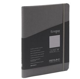 Taccuino c/elast. Ecoqua Plus spiral. A5 70fg. righe antracite Fabriano