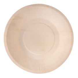 50 Piatti monouso in legno tondi D 21,5cm Signor Bio