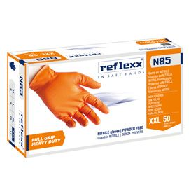 Conf 50 Guanti In Nitrile N85 arancione tg XXL ultra resistenti Reflexx