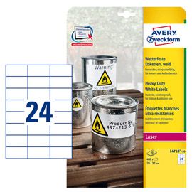 Poliestere adesivo L4718 bianco 20fg A4 70x37mm (24et/fg laser Avery