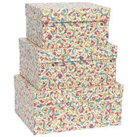 Set 3 scatole regalo grandi fantasia Florentia dimensioni assortite Kartos