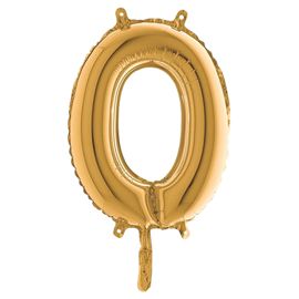Palloncino in mylar h.36cm numero ''0'' oro Big Party