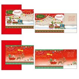 Biglietto auguri Natale c/tirette in fantasie assortite Kartos
