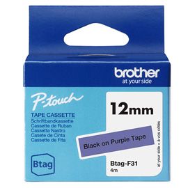 Brother Nastro BTAGF31 da 12MM nero su viola - lunghezza 4 m